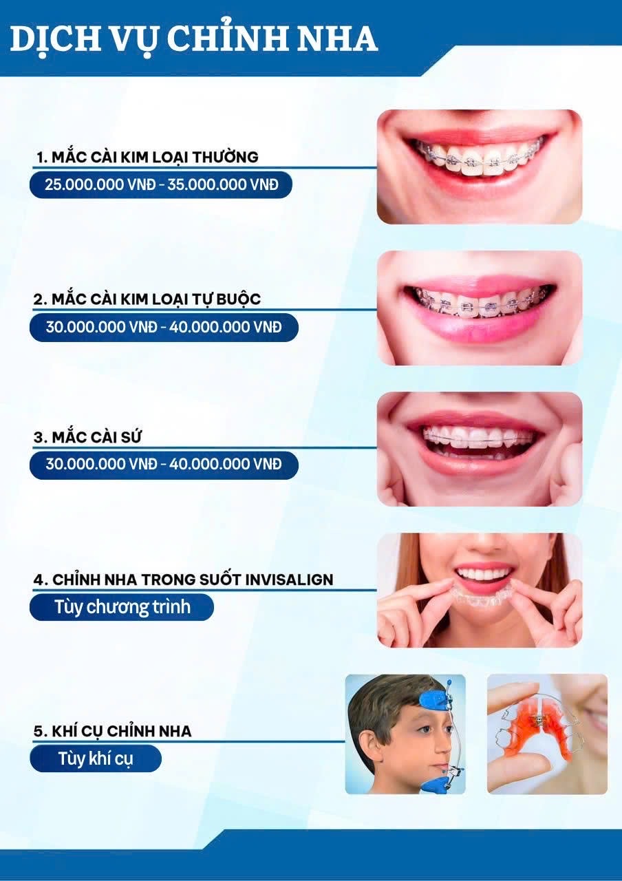 Bảng giá niềng răng tại Nha Khoa Quốc Tế Hà Tĩnh được xây dựng minh bạch, hợp lý và phù hợp nhiều nhu cầu chỉnh nha hiện nay
