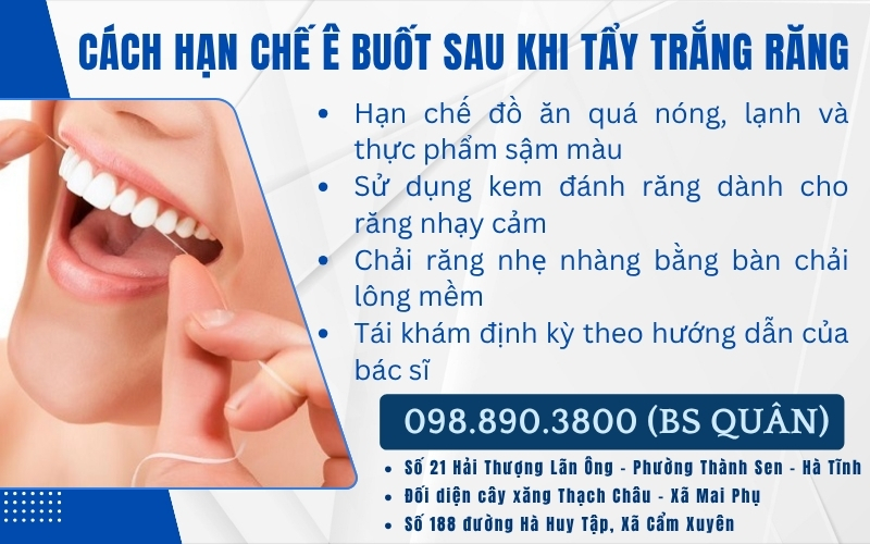 Chăm sóc đúng cách giúp hạn chế ê buốt sau khi tẩy trắng răng hiệu quả