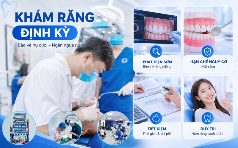 Khám răng định kỳ giúp phát hiện sớm bệnh lý, bảo tồn răng thật và hạn chế điều trị phức tạp