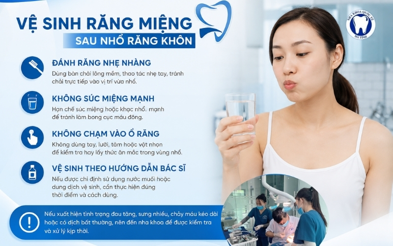 Vệ sinh răng miệng đúng cách sau nhổ răng khôn giúp giảm viêm nhiễm và hỗ trợ lành thương nhanh hơn